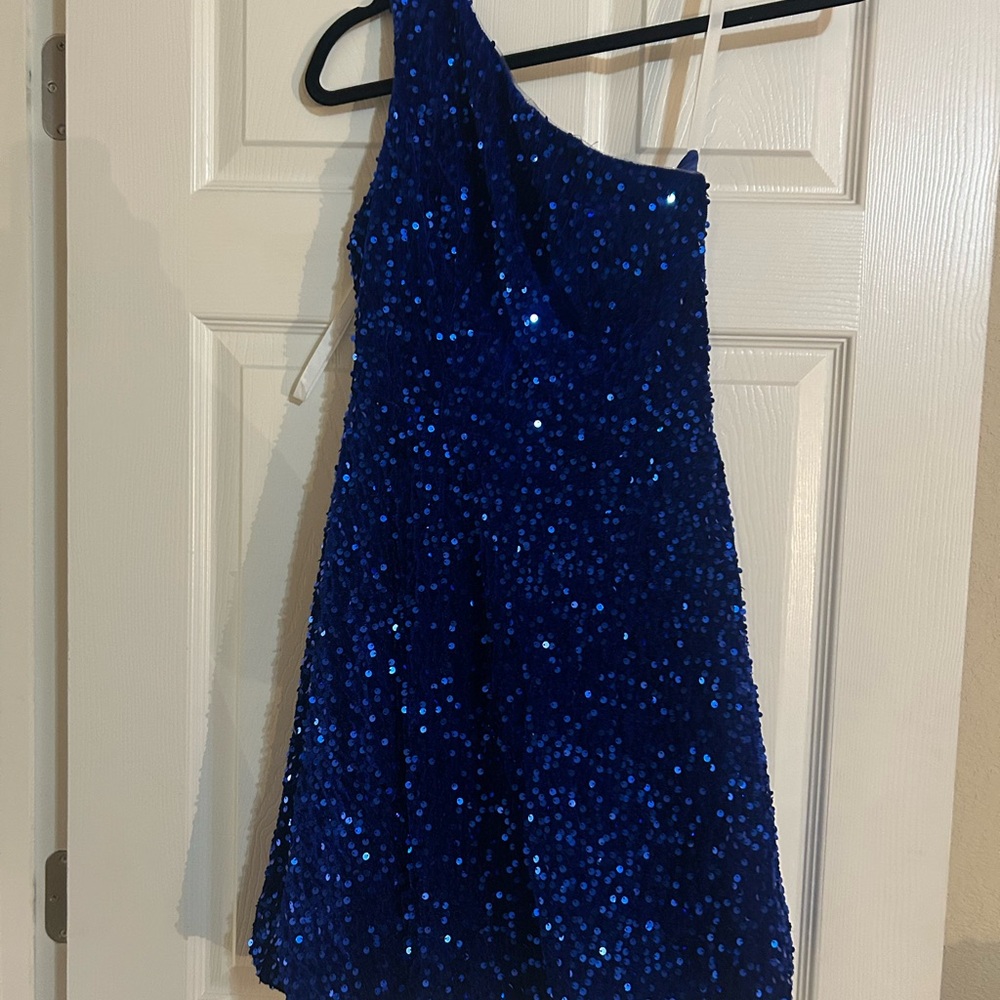 Sparkling Blue One-Shoulder Dress